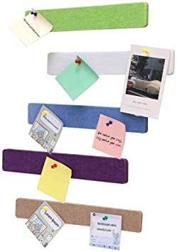 Photo 1 of Felt Bulletin Board, 13X2X0.5 Inches, Five Boards+20 Pcs Pins, Thick Self-Adhesive and Lightweight, as Corkboards for Wall (Colorful) ,13X2X0.5in(33X5X1.2cm)  --- still has original seal 
 
