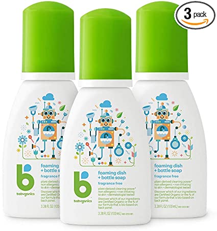Photo 1 of Babyganics Foaming Dish & Bottle Soap for Travel, Fragrance Free, Packaging May Vary, 3.38 Fl Oz (Pack of 3)
