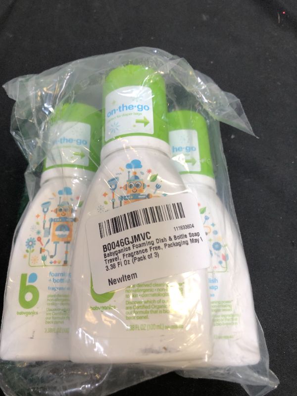 Photo 2 of Babyganics Foaming Dish & Bottle Soap for Travel, Fragrance Free, Packaging May Vary, 3.38 Fl Oz (Pack of 3)
