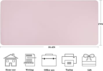 Photo 1 of Non-Slip Desk pad,New Material Leather Desk Blotter Pad,Soft Surface Desk Mat,Easy Clean Laptop Desk Writing Mat for Office/Home (Pink, 35.4" x 17")
