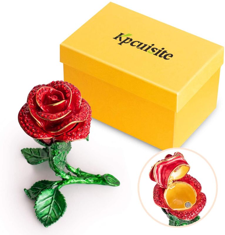 Photo 1 of Exquisite Handmade Rose Crystal Flower Jewelry Box Eternal Rose Valentine's Day Thanksgiving Mother's Day Girl's Birthday, The Best Gift for her Girlfriend, Wife and Woman
