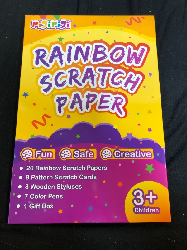 Photo 2 of QXNEW Rainbow Paper Art Supply: 2 Styles Magic Color Scratch Paper Sheet Craft for Kids Ages 3-16 Doodle Drawing Art Note Card Kit Supply Gift Idea for Girl Boy Children Teen Party Birthday Toy Set
