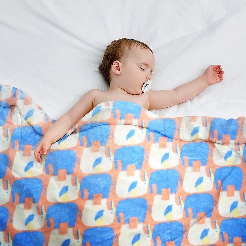 Photo 1 of BT.WA Kids Blanket Flannel Throw Blanket Soft Baby Blanket for Toddler Bed Lightweight Warm Children Blanket for Daycare Preschool Throw Blanket Suitable for All Season Use (Orange+Elephant, 40"x50")
