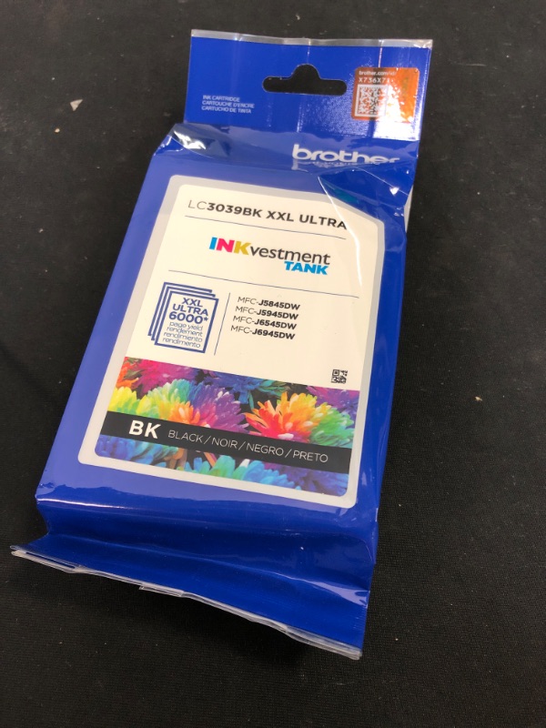 Photo 2 of Brother Genuine LC3039BK Single Pack Ultra High-yield Black INKvestment Tank Ink Cartridge, Page Yield Up To 6,000 Pages, LC3039
