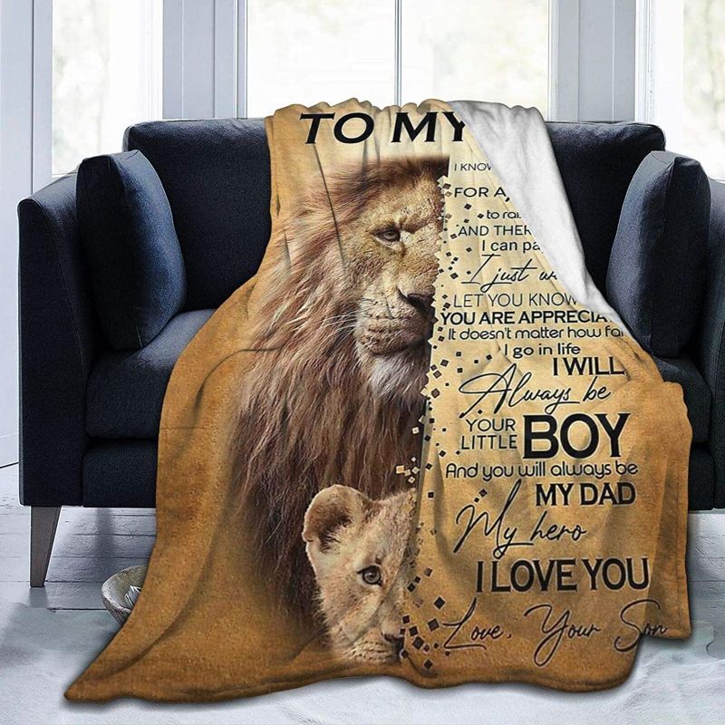 Photo 1 of CHILL·TEK Blanket to My Dad My Hero Flannel Fleece Blanket Super Soft Bed Throw Blanket Warm Cosy Velvet Blanket Lightweight Sofa Blanket Luxurious Carpet for Women Men Kids 60"x50"
