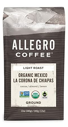 Photo 1 of Allegro Coffee, Organic Mexico Light Roast Ground Coffee, 12 oz.
 exp- 04/14/2022