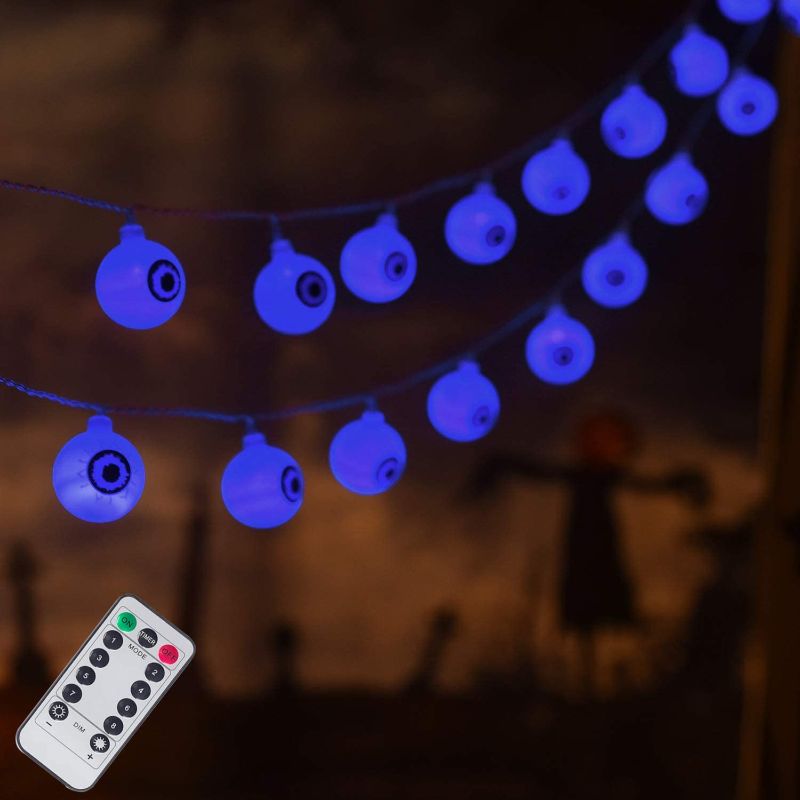 Photo 1 of 30 LED Halloween Eyeball String Lights, Battery Operated Halloween Fariy Lights, 8 Modes Halloween Lights for Outdoor Indoor Party Patio Halloween Decoration (Blue)
