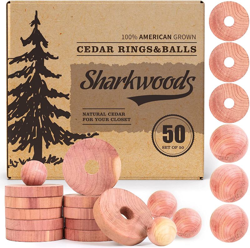 Photo 1 of  Cedar Blocks for Clothes Storage 50 Pack, 30 Cedar Rings & 20 Cedar Balls for Closets and Drawers