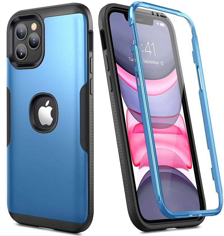 Photo 1 of YOUMAKER Designed for iPhone 12 Pro Max Case, Full Body Rugged with Built-in Screen Protector Heavy Duty Protection Slim Fit Shockproof Cover for iPhone 12 Pro Max Case 6.7 Inch - Deep Blue PACK OF 2