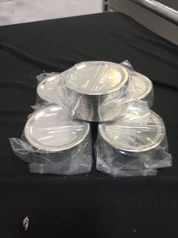 Photo 2 of 100-Count Regular Canning Lids 70mm Split-Type Leak-Proof Secure Storage Solid Canning Jar Lids with Silicone Seals Rings (100Pcs 70MM Silver)
