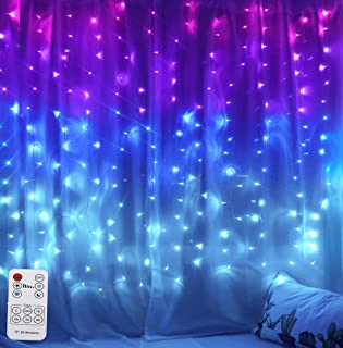 Photo 1 of Curtain Lights Purple Pink&Blue Ombre Fairy Lights with Remote, LED String Curtain Lights for Girls Kids Mermaid Decoration Lights Bedroom Wall Hanging Nautical Sea Ocean Frozen Theme Decor
