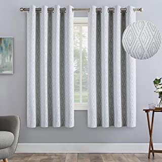 Photo 1 of Calimodo Blackout Curtains Grey Geom 63 inch Plants Grommet Insulated Thermal Room Darkening Window Drapes for Kids, Bedroom, Living Room and Kitchen, 2 Panels
