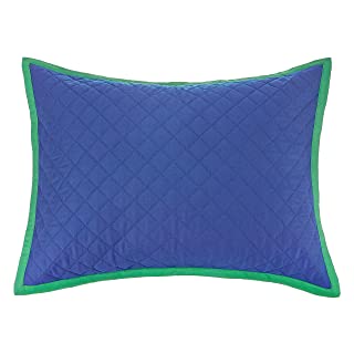 Photo 1 of Amazon Basics Kids Cotton Reversible Quilt Bedspread - Standard Sham, Midnight Blue & Grass Green
