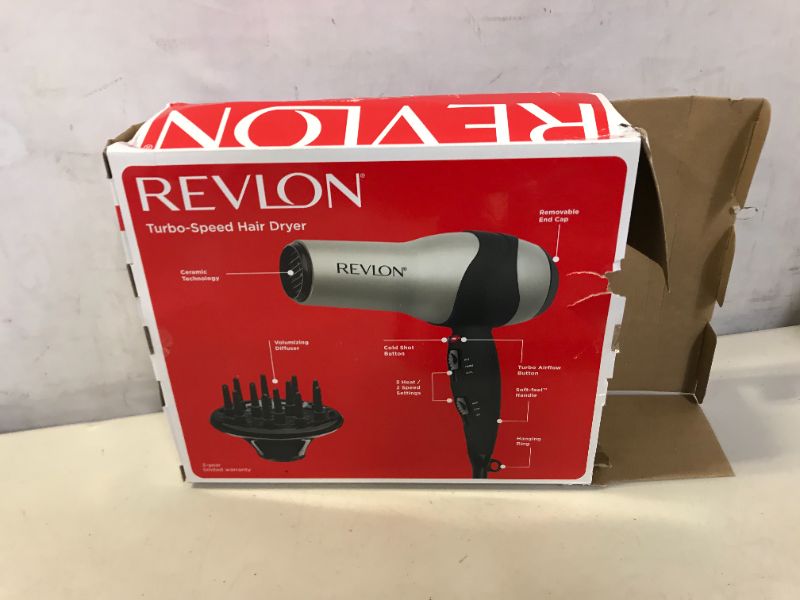 Photo 3 of REVLON 1875W Turbo Fast Dry Hair Dryer DAMAGES TO PACKAGING 