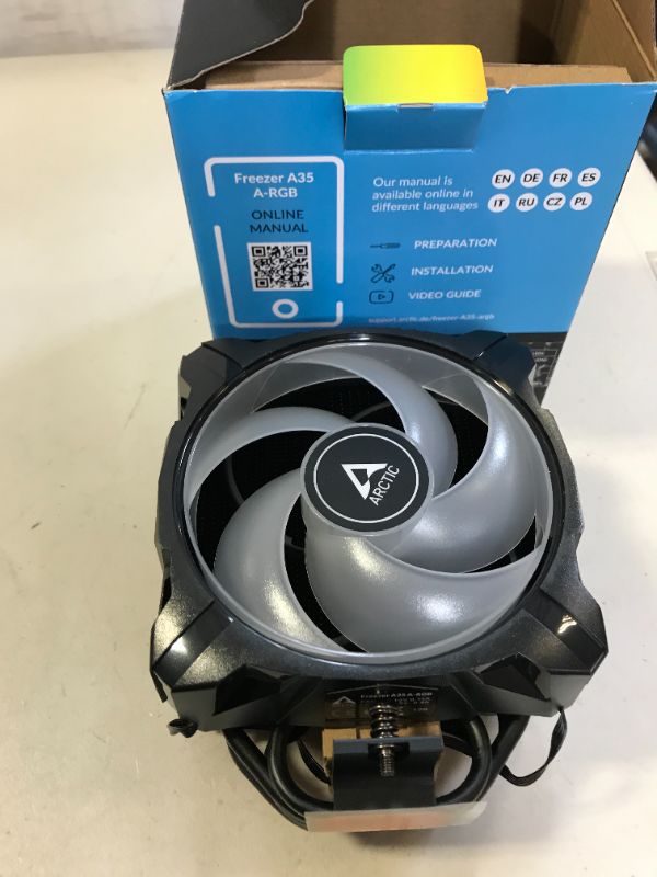 Photo 2 of ARCTIC Freezer A35 A-RGB - Single Tower CPU Cooler with a A-RGB, AMD Specific, Pressure Optimized 120 mm P-Fan, 200-1700 RPM, 4 Heat Pipes, incl. MX-5 Thermal Paste - Black
