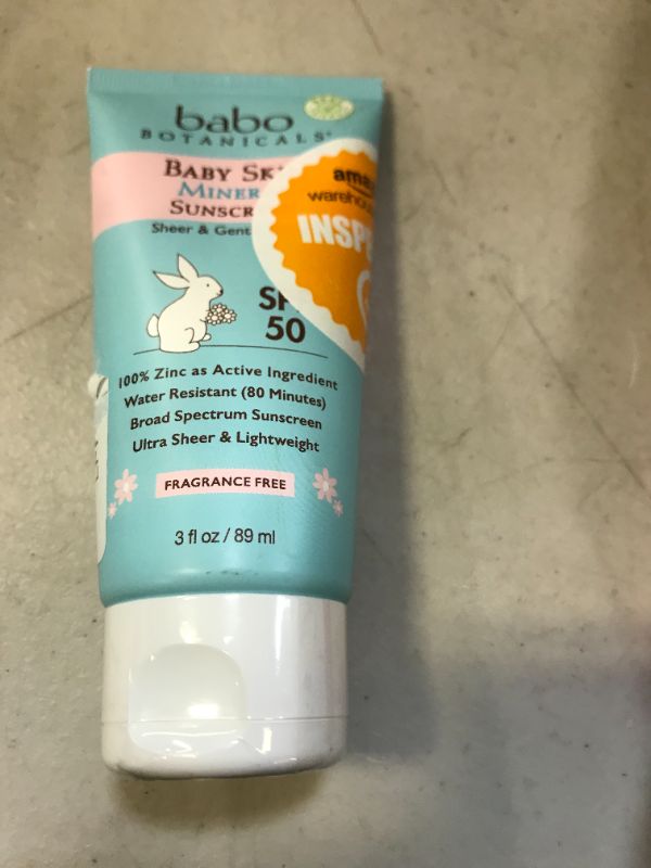 Photo 2 of Babo Botanicals Baby Skin Mineral Sunscreen Lotion SPF 50 Broad Spectrum - with 100% Zinc Oxide Active – Fragrance-Free, Water-Resistant, Ultra-Sheer & Lightweight - 3 fl. oz.
STICKERS ON BOTTLE