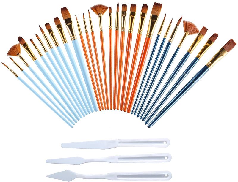 Photo 1 of 2 PACKS OF JOCMOON Paint Brushes Set,27Pcs Nylon Hair Brushes for Acrylic Painting,Watercolor Painting,Fabric Paint,Oil and Gouache Artist Professional Kits
