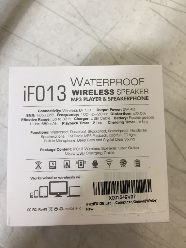 Photo 6 of iFox iF013 Bluetooth Shower Speaker - 100% Waterproof Shower Radio. Wireless It Pairs to All Bluetooth Devices - Phones