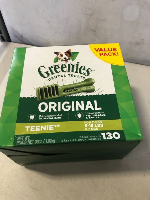 Photo 2 of Greenies Teenie Dental Dog Treats, 130 count Greenies Original Teenie Natural Dental Dog Treats (5-15 lb. Dogs) --- EXP 04/07/2022
