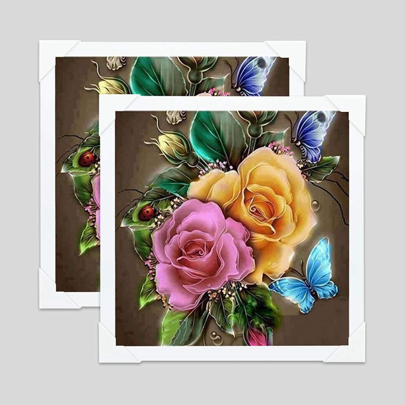 Photo 1 of 10 x 10 in Frames for Diamond Painting, Frames for Gem Painting Kit Pictures, Accessories for Diamond Art, Arts Craft for Home Wall Decor Compatible with 30x30cm Canvas 2Pack White by ALBK
