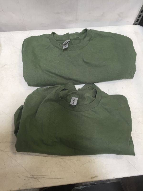 Photo 2 of 2 PACK - Gildan Men's Ultra Cotton Long Sleeve T-Shirt, GREEN 