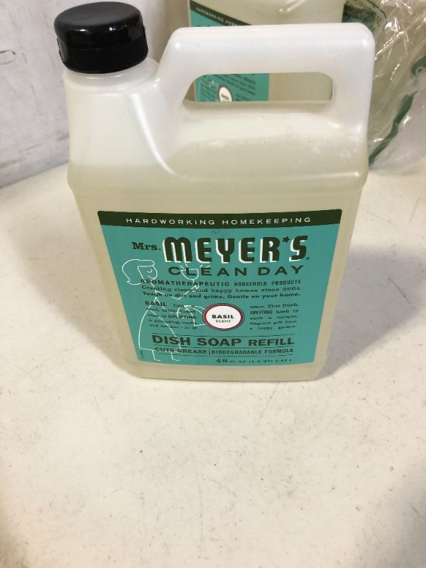 Photo 2 of Mrs. Meyer's Dishwashing Liquid Dish Soap Refill, Cruelty Free Formula, Basil Scent, 48 oz
