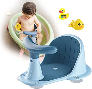 Photo 1 of Baby Bath Seat Infant Bath Seat Baby Bathtub Seat for Baby Sitting Up in The Tub Toddler Bath Seat 6 to 13 Months Baby Shower Seat Baby Bath Chair with Non-Slip Mat Toys Backrest Suction Cups
