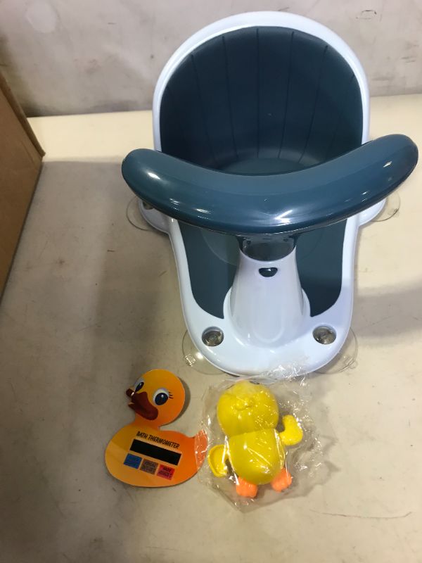 Photo 2 of Baby Bath Seat Infant Bath Seat Baby Bathtub Seat for Baby Sitting Up in The Tub Toddler Bath Seat 6 to 13 Months Baby Shower Seat Baby Bath Chair with Non-Slip Mat Toys Backrest Suction Cups
