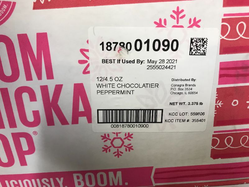 Photo 2 of Angies Boomchickapop White Chocolate and Peppermint Flavored Kettle Corn,  4.5 Ounce -- 12 per case EXP MAY 2021