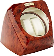 Photo 1 of Diplomat Burl Wood Double Watch Winder with Leather Interior and Multi-Setting Smart IC Timer