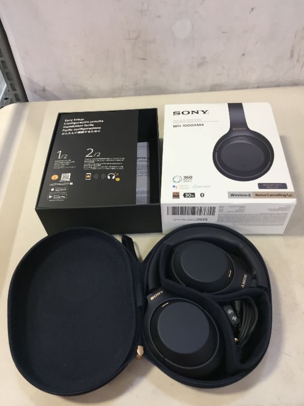Photo 2 of Sony WH-1000XM4 Wireless Industry Leading Noise Canceling Overhead Headphones with Mic for Phone-Call and Alexa Voice Control, Blue