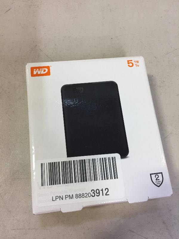 Photo 2 of WD 5TB Elements Portable External Hard Drive HDD, USB 3.0, Compatible with PC, Mac, PS4 & Xbox - WDBU6Y0050BBK-WESN FACTORY SEALED SHUT 
