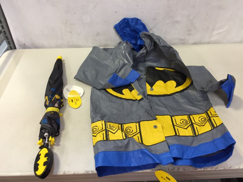 Photo 1 of DC Comics Kids Umbrella and Slicker, Batman or Superman Toddler Boy Rain Wear Set, for Ages 2-7