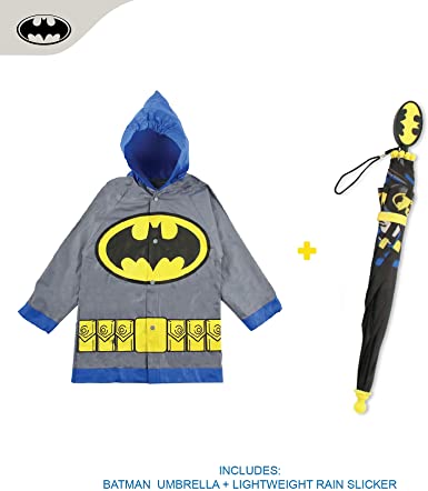 Photo 1 of DC Comics Kids Umbrella and Slicker, Batman or Superman Toddler Boy Rain Wear Set, for Ages 2-7