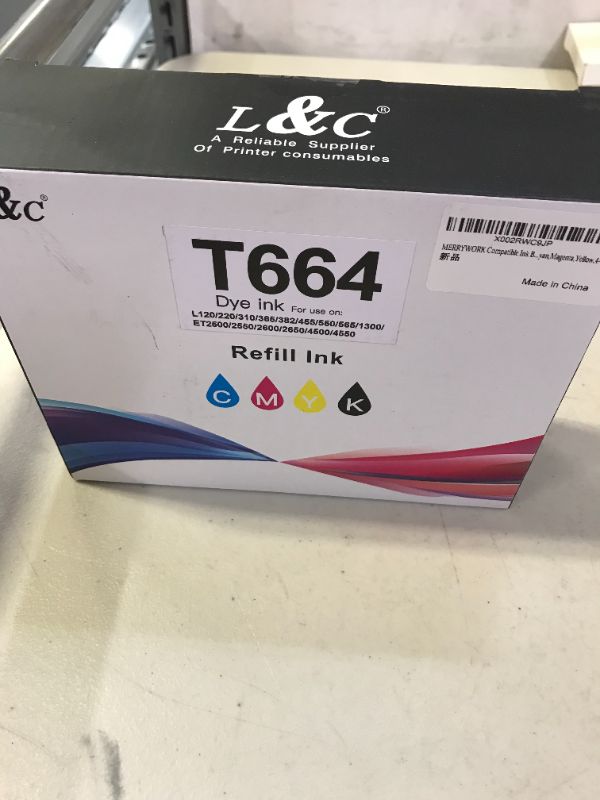 Photo 2 of L&C Compatible Ink Bottle Replacement for 664 T664 Refill Ink use for ET-2650 ET-2550 ET-16500 ET-4500 ET-4550 ET-3600 ET-2600 ET-4550 Printer
