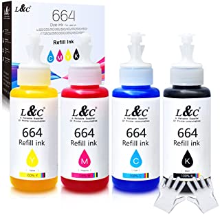 Photo 1 of L&C Compatible Ink Bottle Replacement for 664 T664 Refill Ink use for ET-2650 ET-2550 ET-16500 ET-4500 ET-4550 ET-3600 ET-2600 ET-4550 Printer
