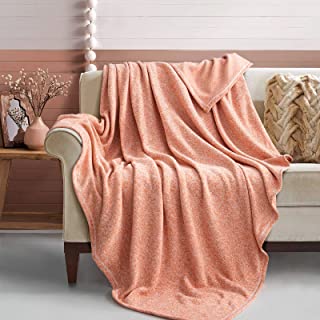 Photo 1 of GONAAP Fall Knit Throw Blanket Lightweight Breathable Fuzzy Cozy Heather Jersey Thin Blanket All Season for Couch Sofa Bed Orange 50x60
