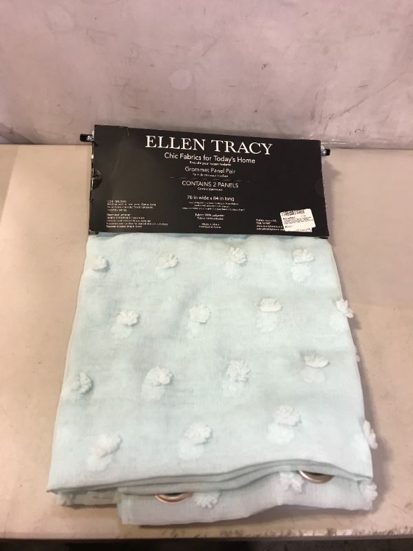 Photo 1 of Dainty Home Ellen Tracy Cut Snowball Linen Look Sheer Grommet Window Treatment Curtain Panel Pair, 76x84, Solid Spa Blue Teal
DAMAGES TO PACKAGING 