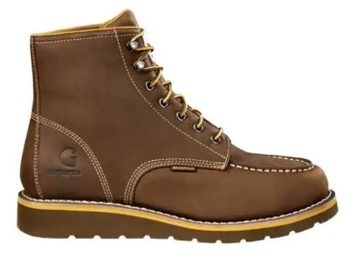 Photo 1 of Carhartt Men's Waterproof 6 in. Moc Toe Work Boot-Soft Toe-Dark Brown Wedge 
Size: 11M