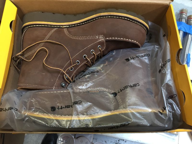 Photo 3 of Carhartt Men's Waterproof 6 in. Moc Toe Work Boot-Soft Toe-Dark Brown Wedge 
Size: 11M