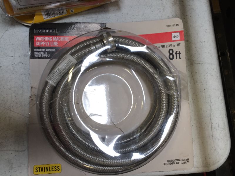 Photo 1 of Everbilt 3/4 in. x 3/4 in. x 96 in. Stainless Steel Washing Machine Hose
