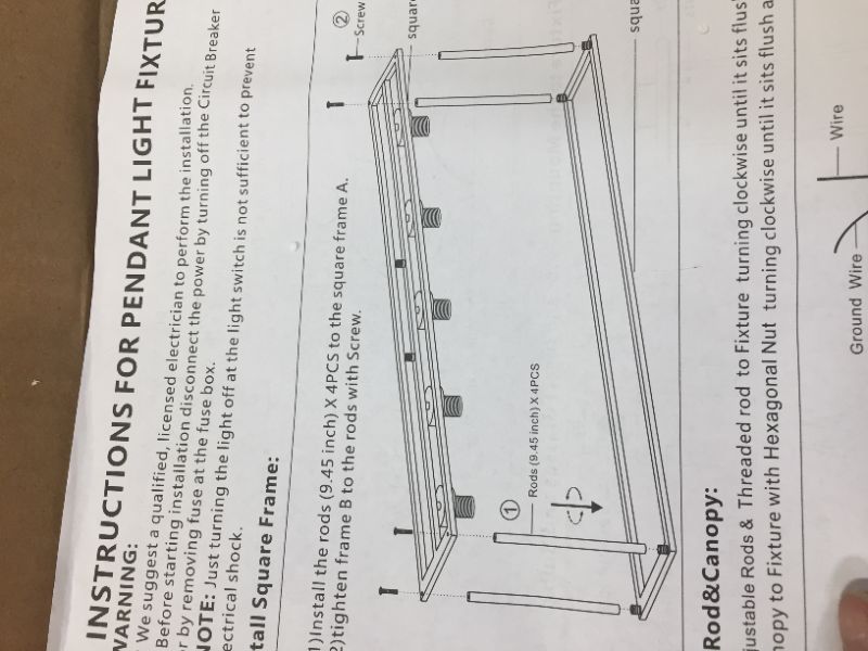 Photo 1 of light fixture 