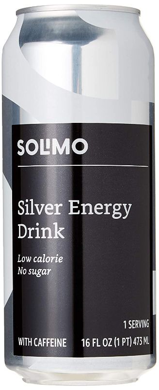 Photo 1 of Amazon Brand - Solimo Silver Energy Drink, Sugar Free, 16 Fluid Ounce (pack Of 22--best by Feb 2022