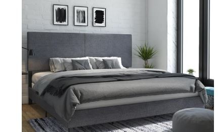 Photo 1 of DHP Janford Upholstered Bed, Gray Linen, King
