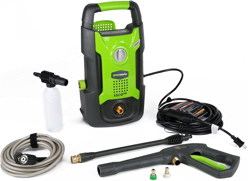 Photo 1 of Greenworks 1500 PSI 1.2 GPM Pressure Washer (Upright Hand-Carry)
