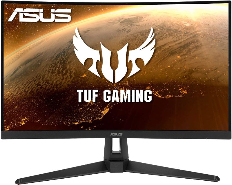 Photo 1 of ASUS TUF Gaming VG27VH1B 27” Curved Monitor, 1080P Full HD, 165Hz (Supports 144Hz), Extreme Low Motion Blur, Adaptive-sync, FreeSync Premium, 1ms, Eye Care, HDMI D-Sub, BLACK (SELLING FOR PARTS )
