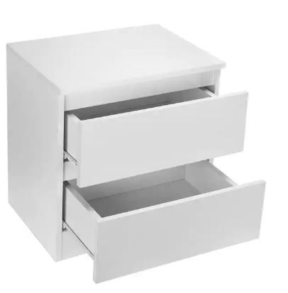 Photo 1 of woodyhome 2-Drawer White Nightstand 18.51 in. H x 13.78 in. W x 17.72 in. D
