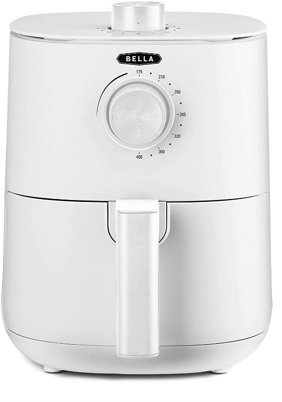 Photo 1 of BELLA 2.9QT Manual Air Fryer, No Pre-Heat Needed, No-Oil Frying, Fast Healthy Evenly Cooked Meal Every Time, Removeable Dishwasher Safe Non Stick Pan and Crisping Tray for Easy Clean Up, Matte White
