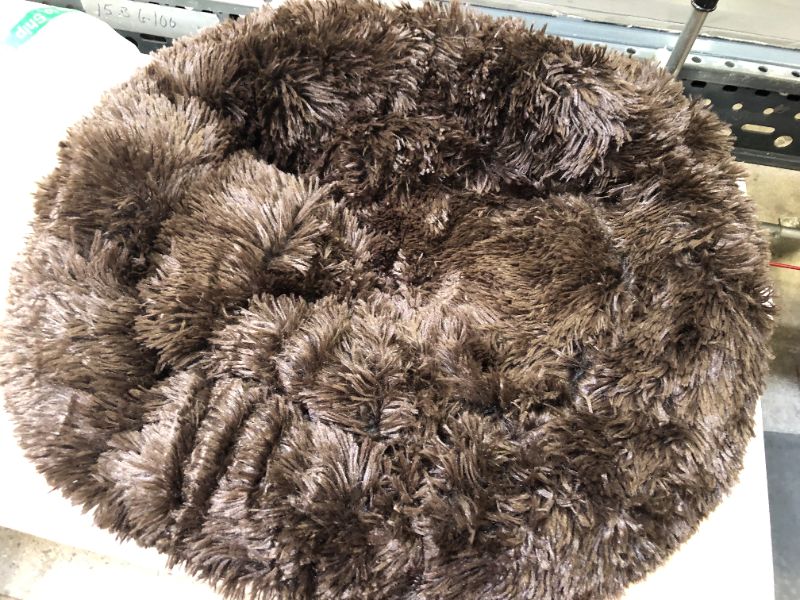 Photo 2 of Best Friends by Sheri The Original Calming Donut Cat and Dog Bed in Shag Fur Dark Brown, Small 23x23
