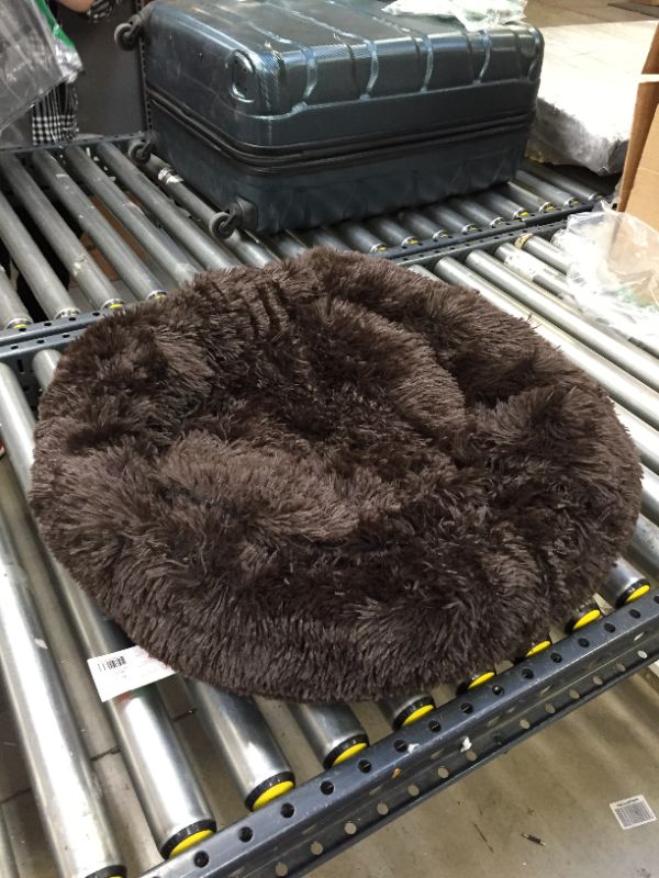 Photo 4 of Best Friends by Sheri The Original Calming Donut Cat and Dog Bed in Shag Fur Dark Brown, Small 23x23
